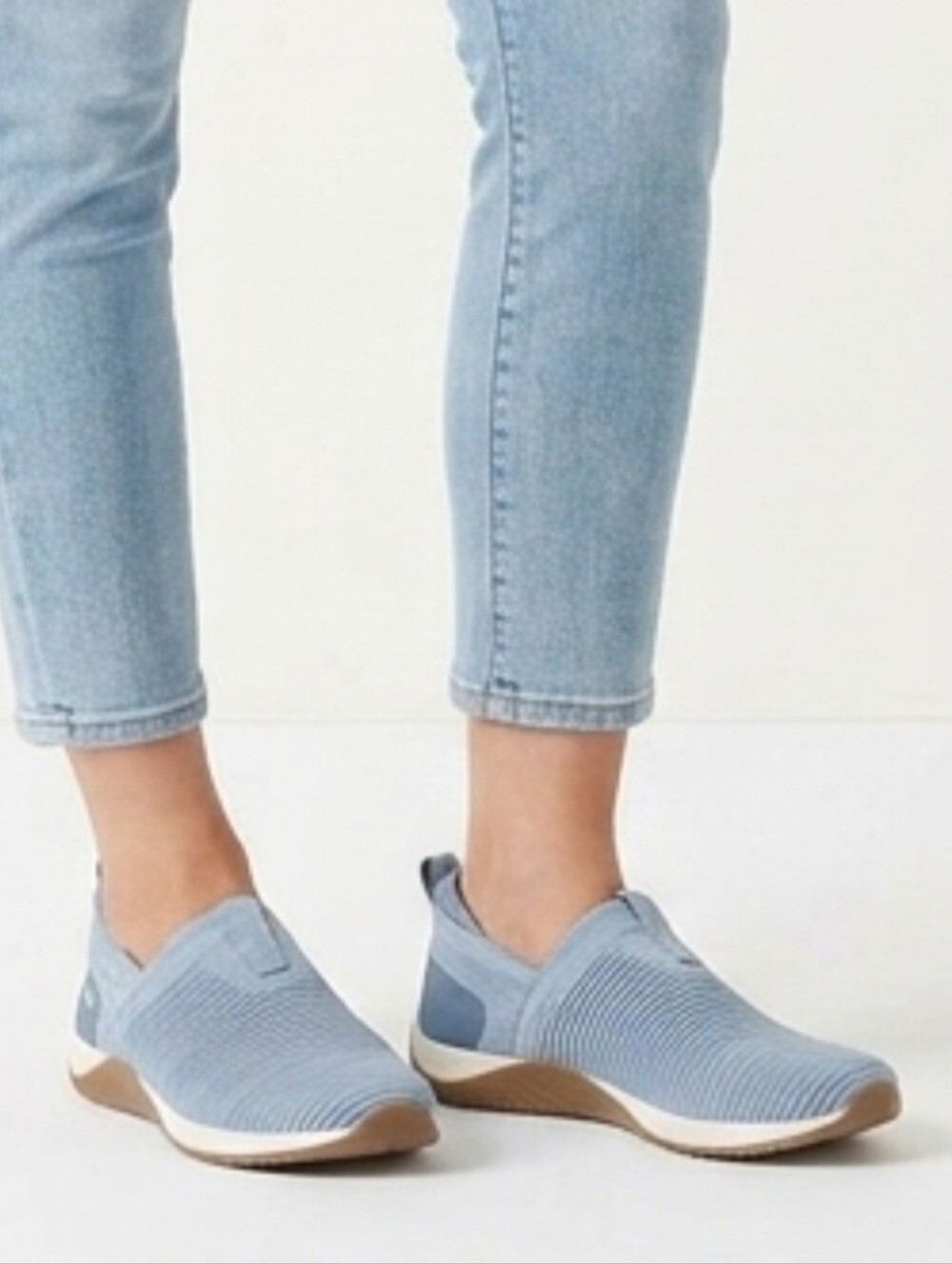 Ryka Echo Knit Slip On Sneakers Womens 9.5 Blue Grey Walking Shoes New Comfort